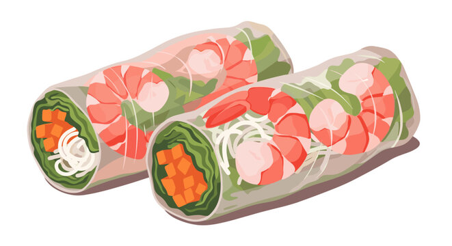 Fresh vietnamese spring rolls with shrimp lettuce and vegetables translucent rice paper wrappers healthy asian cuisine