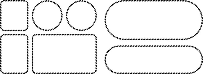 Set of rope frames, nautical border elements, twisted cord shapes, vector illustration © MDMahmudul