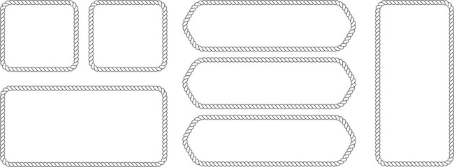 Set of rope frames, nautical border elements, vector illustration © MDMahmudul