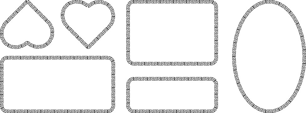 Set of vector decorative frames with greek key pattern