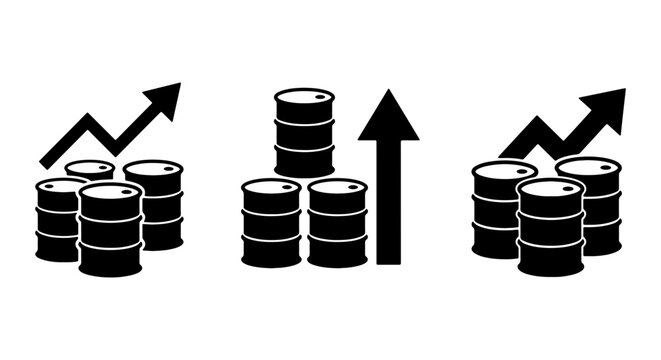  Oil Barrel Price Increase Icon Set for Petroleum Market Growth