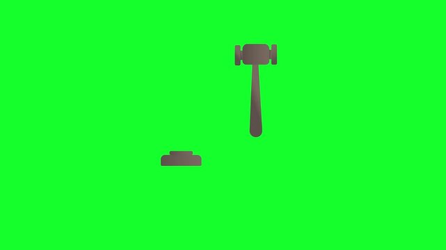 Hammer symbol. Hammer icon animation on a green screen background. Hammer cartoon icon in 4k resolution.