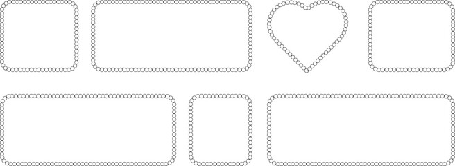 Fototapeta premium Set of various frames made of small circles, rectangular and heartshaped borders, decorative elements for design, vector illustration