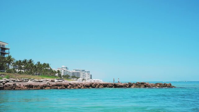 Boca Raton Inlet, Florida with city and ocean