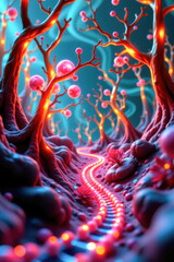 Obraz premium Luminescent Forest Pathway Dreamlike Wonderland