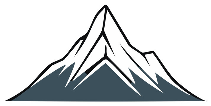 Mountain range illustration with bold line work, simple design of nature scenery, graphic peak element