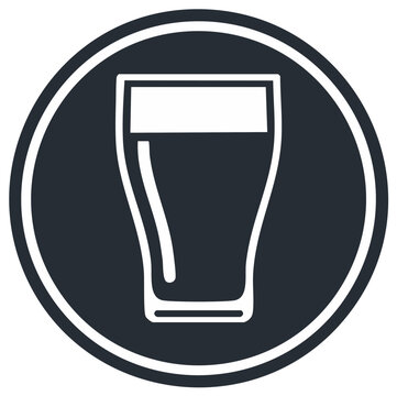 Minimalist icon of a glass of beer within a circle