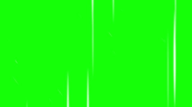 A plain green screen background is subtly marked with three horizontal, elongated, and light-colored blurry streaks or smudges across its surface.