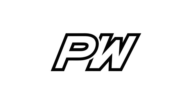 Bold pw lettermark design on white background for branding and advertising
