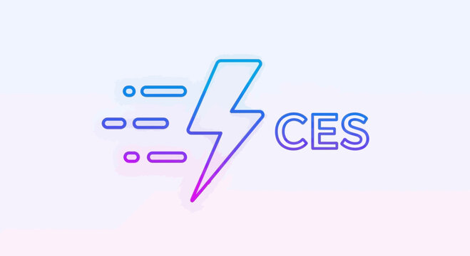 Lightning Bolt Icon with Speed Lines and Text "CES" - Modern Energy and Technology Concept