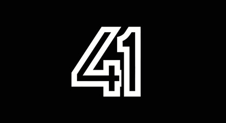 Obraz premium Bold white number 41 design on black background for graphic resource