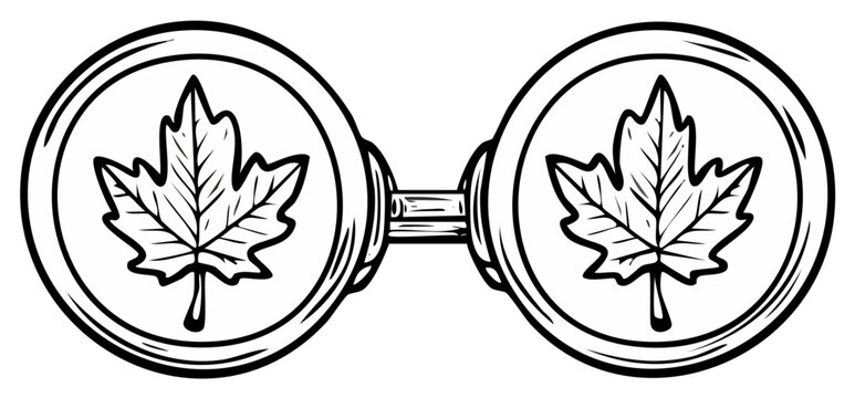 Doodle style cufflinks featuring maple leaves and circular design for jewelry concepts