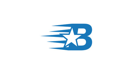 Dynamic blue star and letter b logo design on white background © ikk