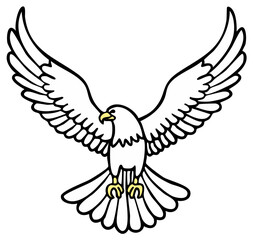 Fototapeta premium Soaring Eagle Silhouette in Flight, Emblem Illustration