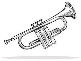 Naklejka premium Classic Brass Trumpet Illustration With Valves and Bell