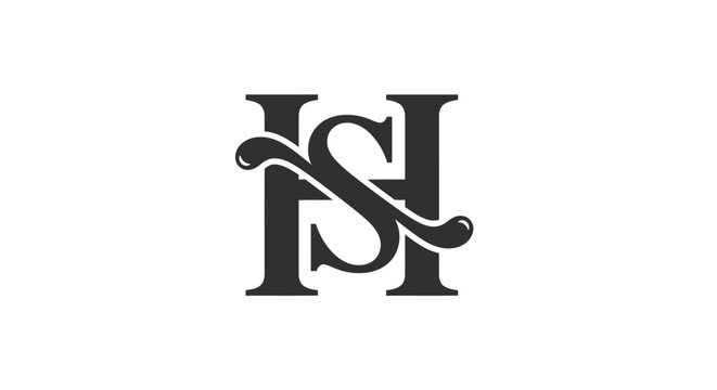 Elegant black monogram logo featuring intertwined letters H and S