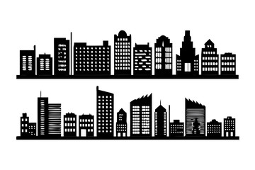 Obraz premium City skyline silhouette with modern buildings.