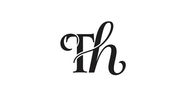 Elegant intertwined script TH monogram logo on white background