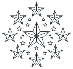 Obraz premium Arrangement of Stylized Stars Radiating Outwards in a Circular Pattern Emblematic of Celebration and Brilliance