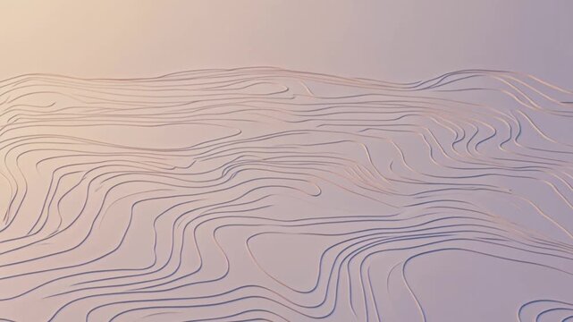 Abstract Topographic Contour Lines Flowing with Gradient Elevation