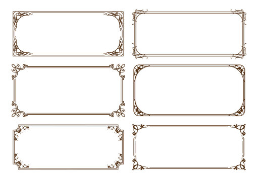 Rectangle Vintage Frames Set Isolated On A White Background. Vector Illustration. 