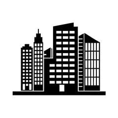 Obraz premium Black silhouette of modern city skyline.