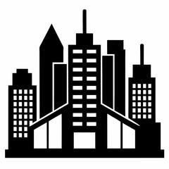Obraz premium Black silhouette of a city skyline.