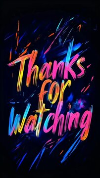 Vibrant, glowing words shine against a deep black canvas, expressing gratitude. Electric streaks and splashes of color add a dynamic, modern feel to the message.