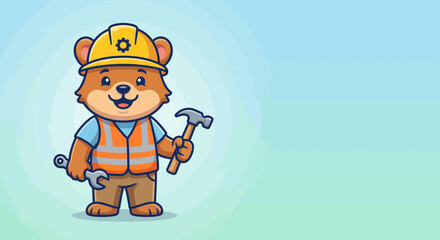 Husky Construction Worker Holding Hammer and Wrench © Imaduddin