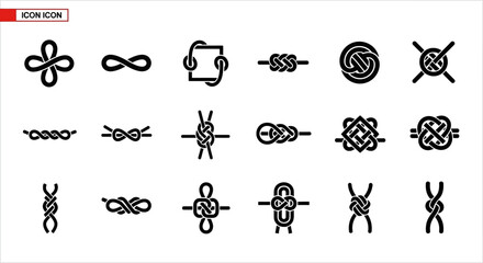 Knot, rope, infinity, symbol, icon set, 20 black and white vector graphics © Steven