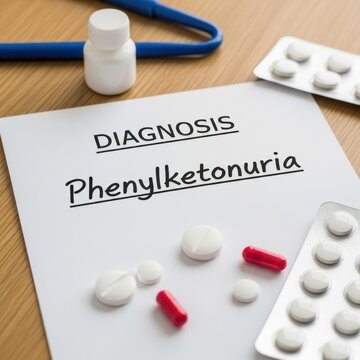 Phenylketonuria Diagnosis and Medical Treatment with Pills and Tablets.