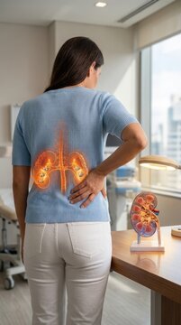 Renal system pathology: kidney stone, health problem, feel discomfort, acute pain, mineral form, human organ, urology issue, patient care, internal illness.