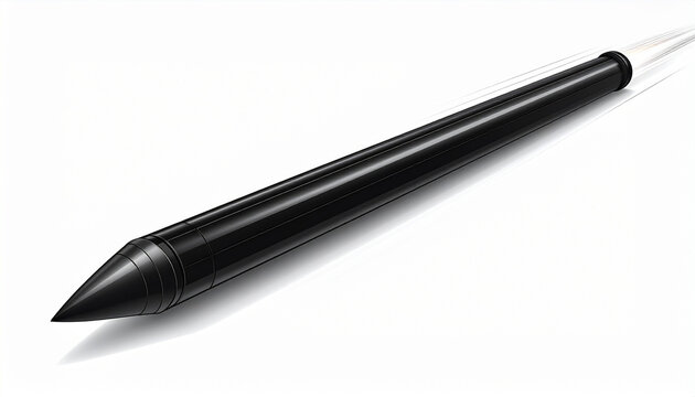 A sleek black stylus pen isolated on white background.