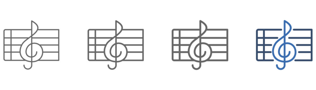 
outline icon set treble clef with treble key design