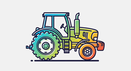 Obraz premium Vibrant Gradient Tractor Illustration - Modern Farm Vehicle Icon