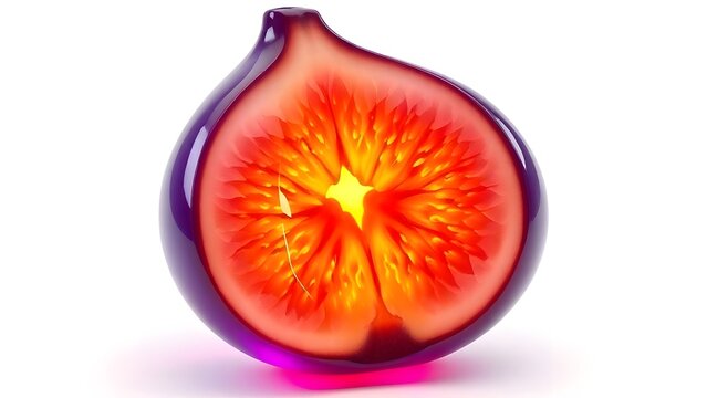 Vibrantly colored cross section of a ripe fig fruit