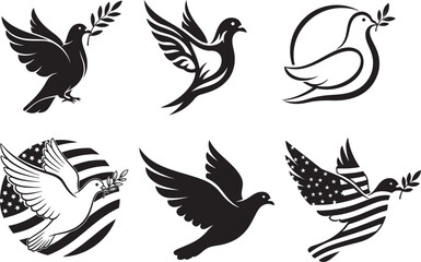 Fototapeta premium Pigeon Vector Black and White Line Art