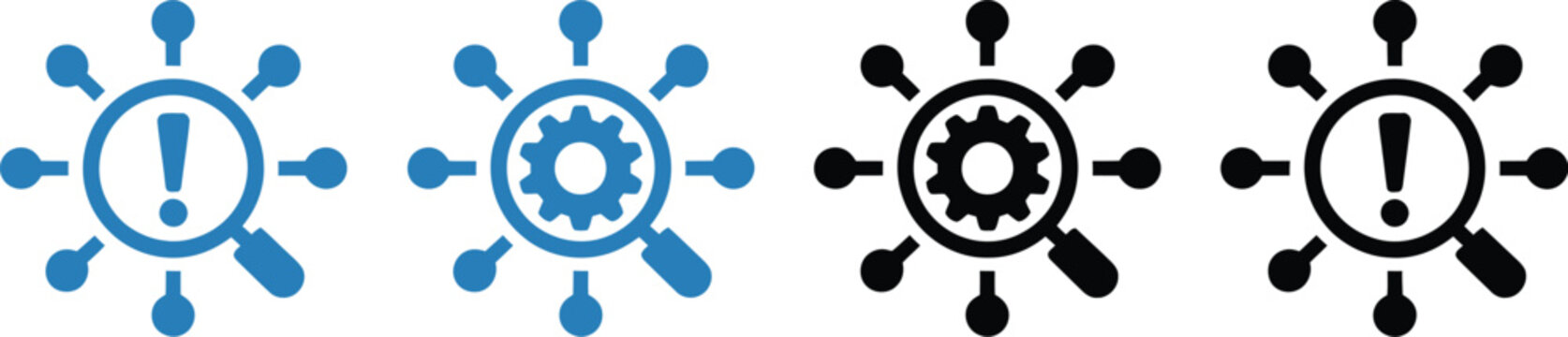 Root cause analysis icon set multiple styles problem solving investigation vector illustration