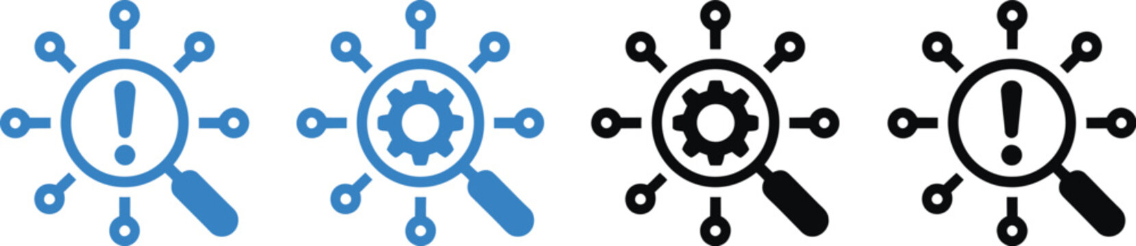 Root cause analysis icon set multiple styles problem solving investigation vector illustration