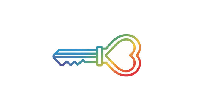Rainbow Heart Key Icon - Love and Connection Symbol