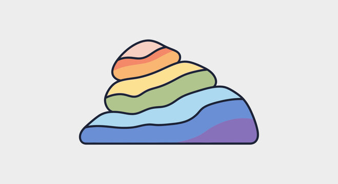 Rainbow poop icon, pride flag colors, funny symbol of diversity and inclusion
