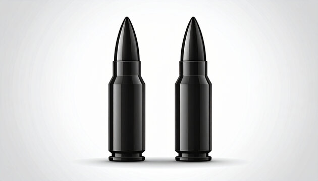 Two realistic black ammunition cartridges standing upright.