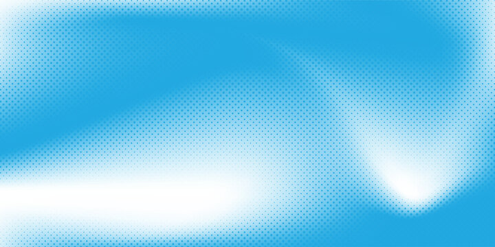 Geometric blue halftone dot gradient background with wavy distorted pattern.