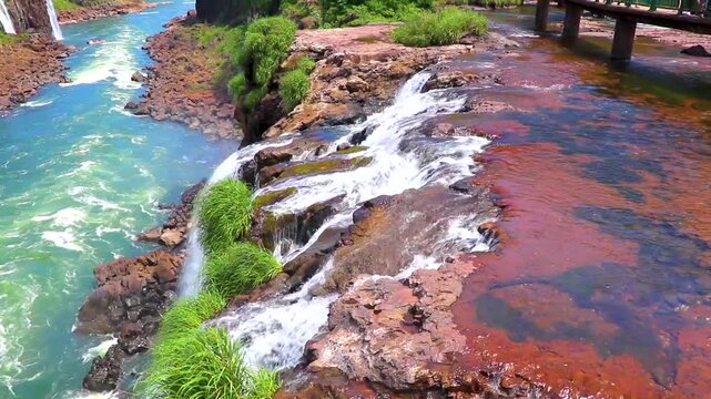 Foz do Iguacu Iguazu Falls waterfall waterfalls people Argentina Brazil.