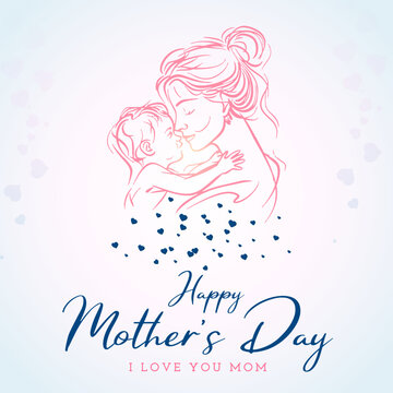 Happy mothers day illustration of mother and baby
