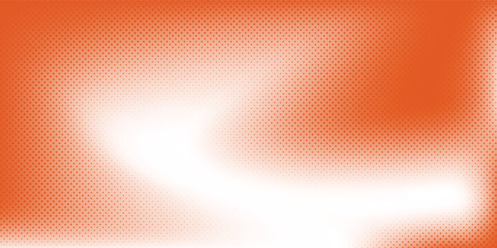 Orange halftone offset print texture background with wavy gradient.