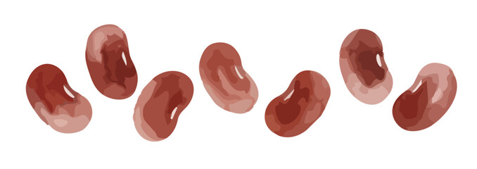 Fototapeta premium Watercolor-style Japanese azuki red bean illustration, sweet bean paste and dried beans ／ 水彩あずき