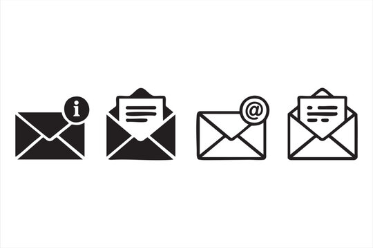 Email message symbols for contact forms and support dashboards