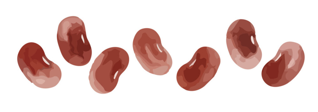Watercolor-style Japanese azuki red bean illustration, sweet bean paste and dried beans ／ 水彩あずき