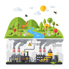 Fototapeta premium Nature vs. Industry: Clean Environment vs. Pollution Contrast Illustration
